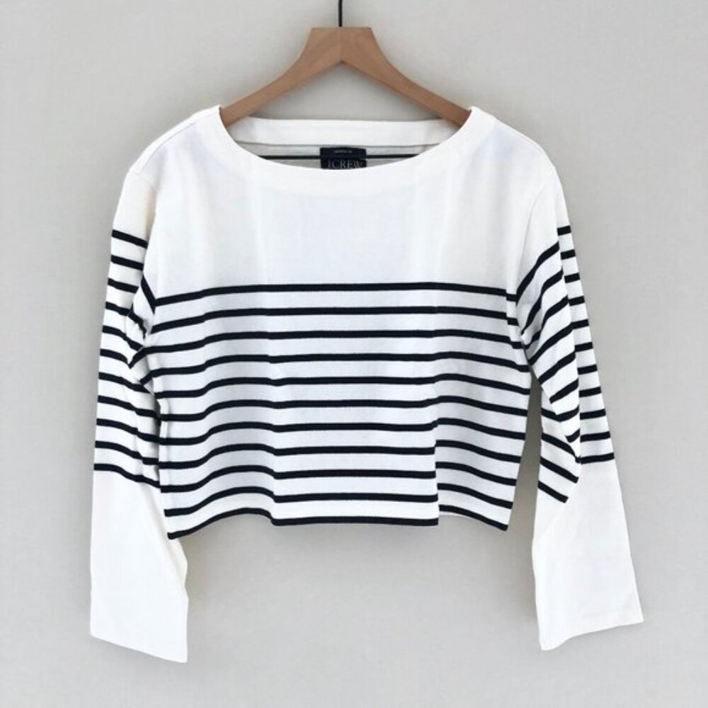 J. Crew Navy and White Striped Long Sleeve Top